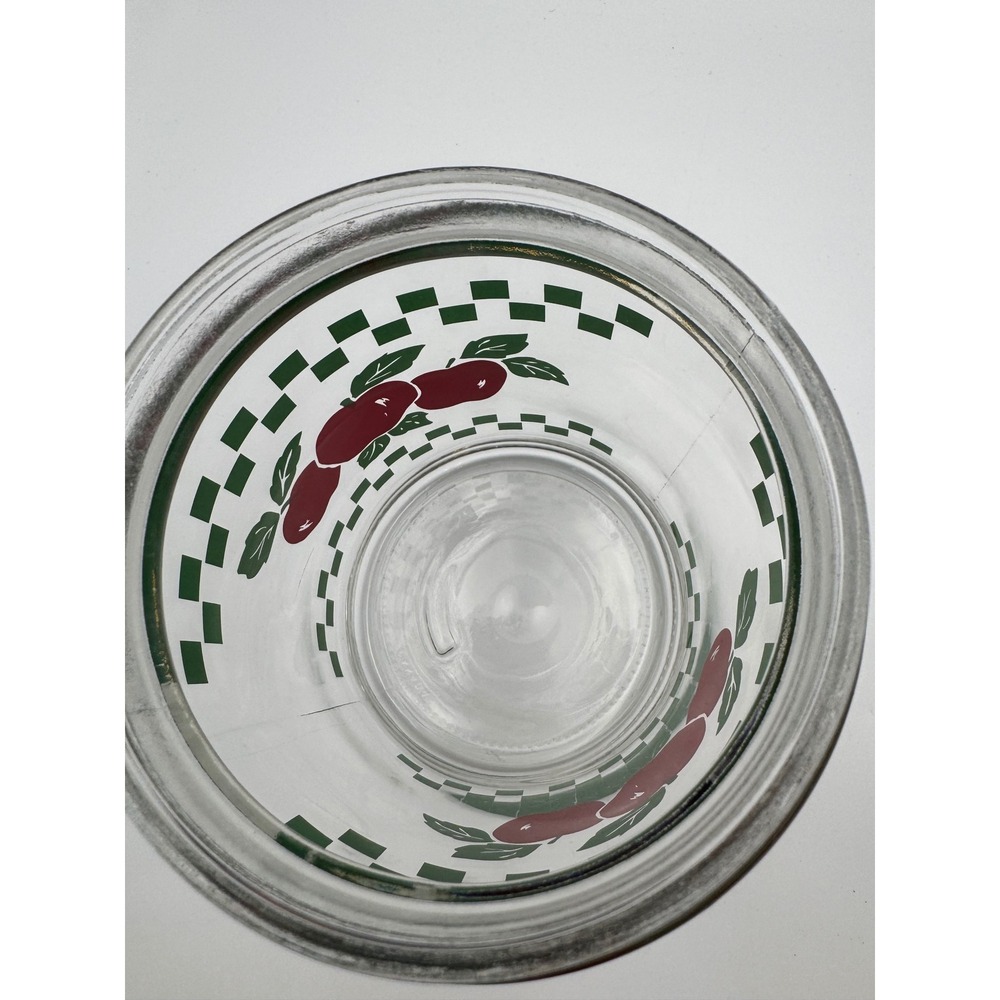 Vintage Red Apple Green Checkered Glass Canister Jar with Lid Made in Canada - Picture 6 of 9